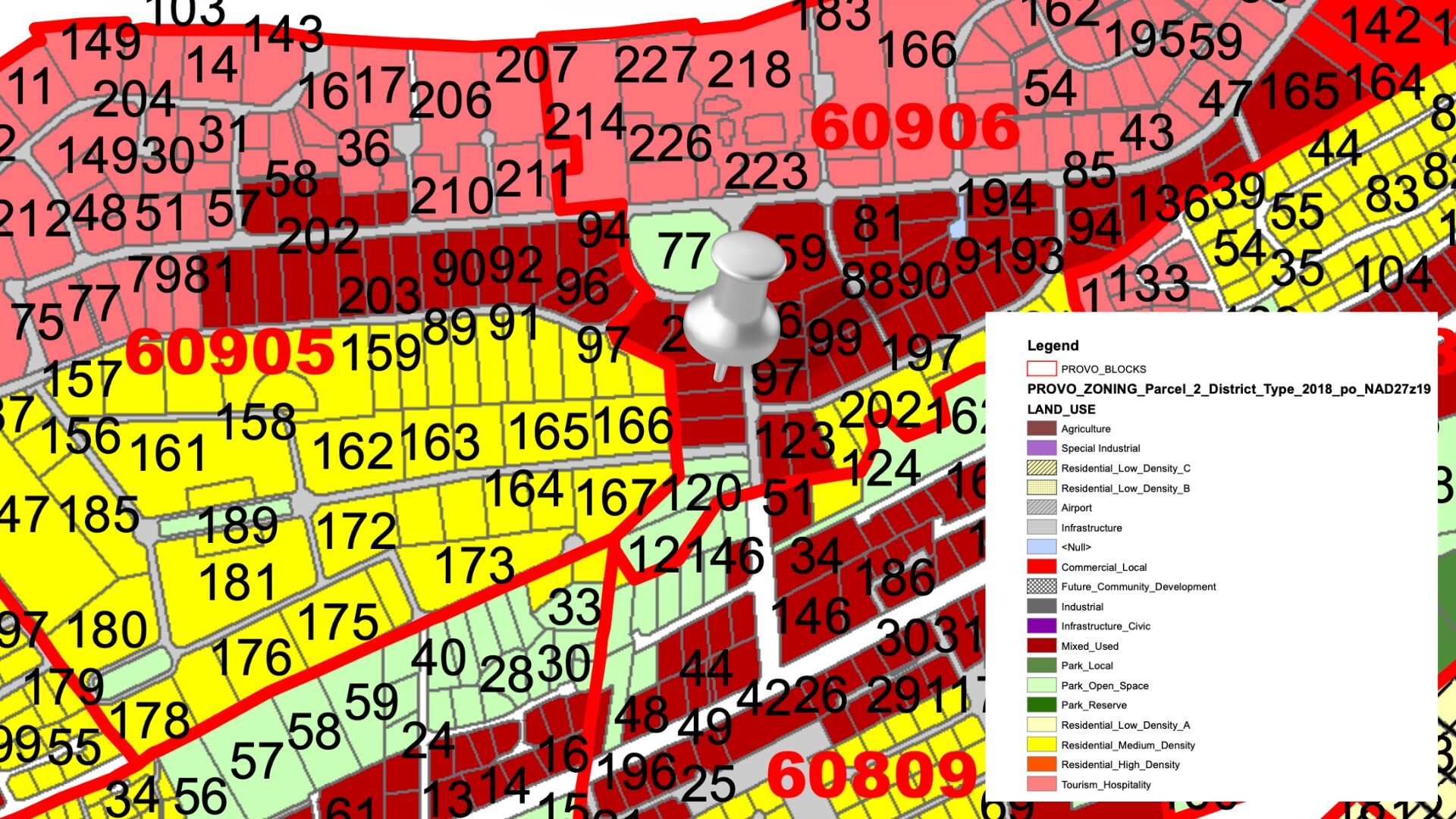 The parcel pinned on the 2018 Providenciales zoning district map